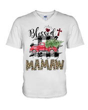 Load image into Gallery viewer, Blessed Mamaw Leopard Pattern Driving Car Custom Design Gifts Guys V-Neck