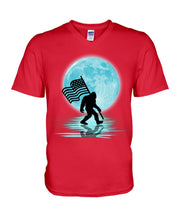 Load image into Gallery viewer, Bigfoot Moon American Flag Custom Design For Bigfoot Lovers Guys V-Neck