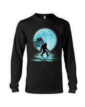 Load image into Gallery viewer, Bigfoot Moon American Flag Custom Design For Bigfoot Lovers Unisex Long Sleeve