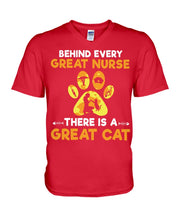 Load image into Gallery viewer, Behind Every Great Nurse There Is A Great Cat Custom Design Guys V-Neck