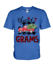 Load image into Gallery viewer, Blessed Grams Red Plaid Driving Car Custom Design Gifts Guys V-Neck