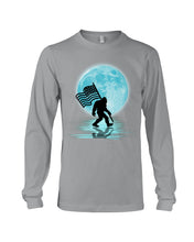 Load image into Gallery viewer, Bigfoot Moon American Flag Custom Design For Bigfoot Lovers Unisex Long Sleeve