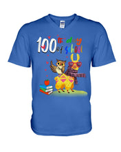 Load image into Gallery viewer, 100Th Day Of School Funny Llama And Owl Gifts For Students Guys V-Neck