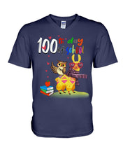 Load image into Gallery viewer, 100Th Day Of School Funny Llama And Owl Gifts For Students Guys V-Neck