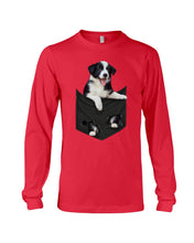 Load image into Gallery viewer, Border Collie In Pocket Personalized Name Gifts For Dog Lovers Unisex Long Sleeve