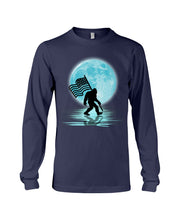 Load image into Gallery viewer, Bigfoot Moon American Flag Custom Design For Bigfoot Lovers Unisex Long Sleeve