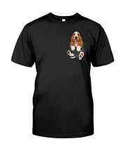 Load image into Gallery viewer, Basset Hound In Middle Pocket For Dog Lovers Guys Tee