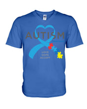 Load image into Gallery viewer, Autism Love Hope Accept Custom Design - World Autism Awareness Day Gift Guys V-Neck