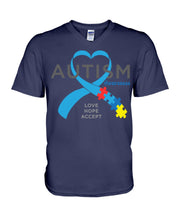 Load image into Gallery viewer, Autism Love Hope Accept Custom Design - World Autism Awareness Day Gift Guys V-Neck