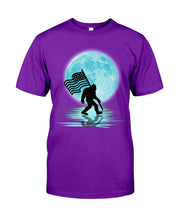Load image into Gallery viewer, Bigfoot Moon American Flag Custom Design For Bigfoot Lovers Guys Tee