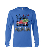 Load image into Gallery viewer, Blessed Meemaw Black And White Plaid Driving Car Custom Design Gifts Unisex Long Sleeve