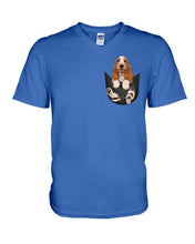 Load image into Gallery viewer, Basset Hound In Middle Pocket For Dog Lovers Guys V-Neck