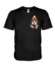 Load image into Gallery viewer, Basset Hound In Middle Pocket For Dog Lovers Guys V-Neck