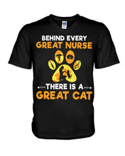 Load image into Gallery viewer, Behind Every Great Nurse There Is A Great Cat Custom Design Guys V-Neck