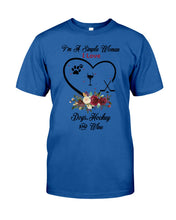 Load image into Gallery viewer, A Simple Woman Loves Dog Hockey And Wine Custom Design Guys Tee