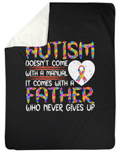 Load image into Gallery viewer, Autism Comes With A Father Who Never Gives Up Sherpa Blanket