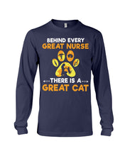 Load image into Gallery viewer, Behind Every Great Nurse There Is A Great Cat Custom Design Unisex Long Sleeve
