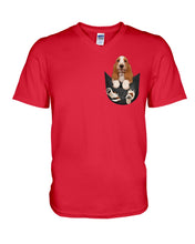 Load image into Gallery viewer, Basset Hound In Middle Pocket For Dog Lovers Guys V-Neck