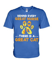 Load image into Gallery viewer, Behind Every Great Nurse There Is A Great Cat Custom Design Guys V-Neck