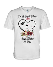Load image into Gallery viewer, A Simple Woman Loves Dog Hockey And Wine Custom Design Guys V-Neck