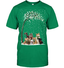 Load image into Gallery viewer, Cats Winter Tree Snowy Gifts Idea Guys Tee