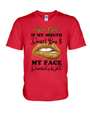 Load image into Gallery viewer, April Girl If My Mouth Doesn't Say It My Face Definitely Will Custom Design Guys V-Neck