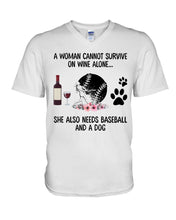 Load image into Gallery viewer, A Woman Cannot Survive On Wine Alone Gifts Guys V-Neck
