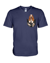 Load image into Gallery viewer, Basset Hound In Middle Pocket For Dog Lovers Guys V-Neck