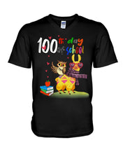 Load image into Gallery viewer, 100Th Day Of School Funny Llama And Owl Gifts For Students Guys V-Neck