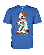 Load image into Gallery viewer, Bull I Love Mom Custom Design Gifts For Dog Lovers Guys V-Neck