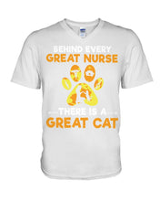 Load image into Gallery viewer, Behind Every Great Nurse There Is A Great Cat Custom Design Guys V-Neck