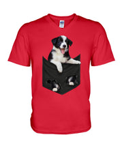 Load image into Gallery viewer, Border Collie In Pocket Personalized Name Gifts For Dog Lovers Guys V-Neck