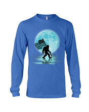 Load image into Gallery viewer, Bigfoot Moon American Flag Custom Design For Bigfoot Lovers Unisex Long Sleeve