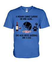Load image into Gallery viewer, A Woman Cannot Survive On Wine Alone Gifts Guys V-Neck