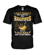 Load image into Gallery viewer, Bagpipes - Old Man Perfect Funny Gift For Birthday Guys V-Neck