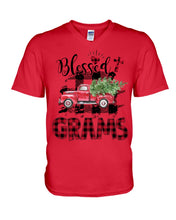 Load image into Gallery viewer, Blessed Grams Red Plaid Driving Car Custom Design Gifts Guys V-Neck