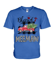 Load image into Gallery viewer, Blessed Meemaw Black And White Plaid Driving Car Custom Design Gifts Guys V-Neck