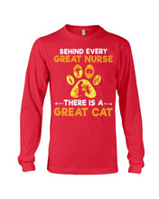 Load image into Gallery viewer, Behind Every Great Nurse There Is A Great Cat Custom Design Unisex Long Sleeve