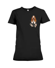 Load image into Gallery viewer, Basset Hound In Middle Pocket For Dog Lovers Ladies Tee
