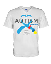 Load image into Gallery viewer, Autism Love Hope Accept Custom Design - World Autism Awareness Day Gift Guys V-Neck
