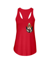 Load image into Gallery viewer, Basset Hound In Middle Pocket For Dog Lovers Ladies Flowy Tank
