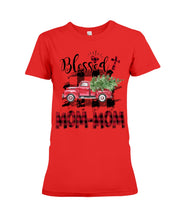 Load image into Gallery viewer, Blessed Mom-Mom Red Plaid Driving Car Custom Design Gifts Ladies Tee
