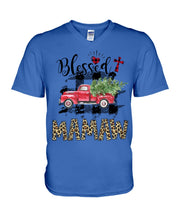 Load image into Gallery viewer, Blessed Mamaw Leopard Pattern Driving Car Custom Design Gifts Guys V-Neck
