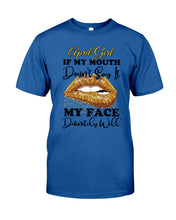 Load image into Gallery viewer, April Girl If My Mouth Doesn&#39;t Say It My Face Definitely Will Custom Design Guys Tee
