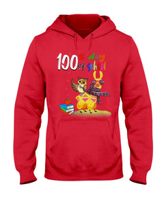 100Th Day Of School Funny Llama  And Owl Gifts For Students Hoodie