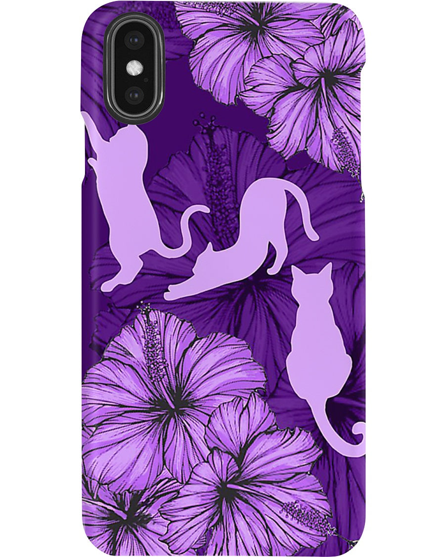 Cat With Purple Hibiscus For Cat Lovers Phone case