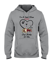 Load image into Gallery viewer, A Simple Woman Loves Dog Hockey And Wine Custom Design Hoodie
