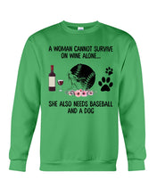 Load image into Gallery viewer, A Woman Cannot Survive On Wine Alone Gifts Sweatshirt
