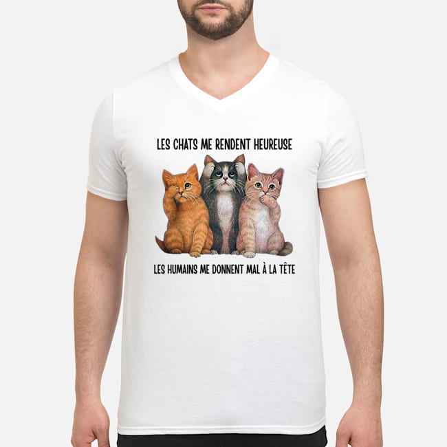 Cat Make Me Happy Gift For Cat Lovers Guys V-Neck