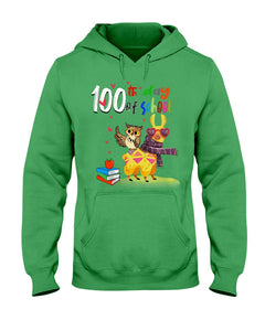 100Th Day Of School Funny Llama  And Owl Gifts For Students Hoodie